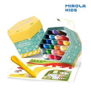 【Mirola Kids】不髒手蜂蠟控筆蠟筆/三角筆桿蠟筆(可水洗24色)