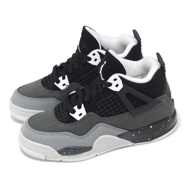 NIKE 耐吉 休閒鞋 Jordan 4 Retro PS 中童 黑白 Fear 恐懼 小朋友 AJ4 4代 復刻(FV4537-002)