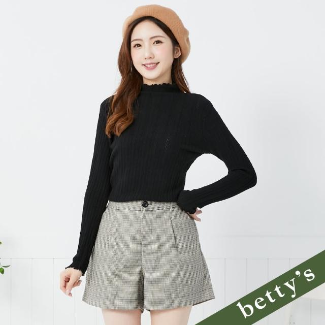 【betty’s 貝蒂思】腰鬆緊格紋壓褶短褲(綠色)