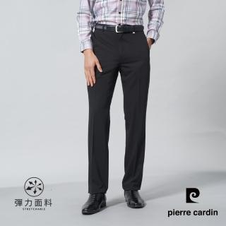 【pierre cardin 皮爾卡登】商務休閒 男款 素面平口西裝褲-黑色(5245845-99)