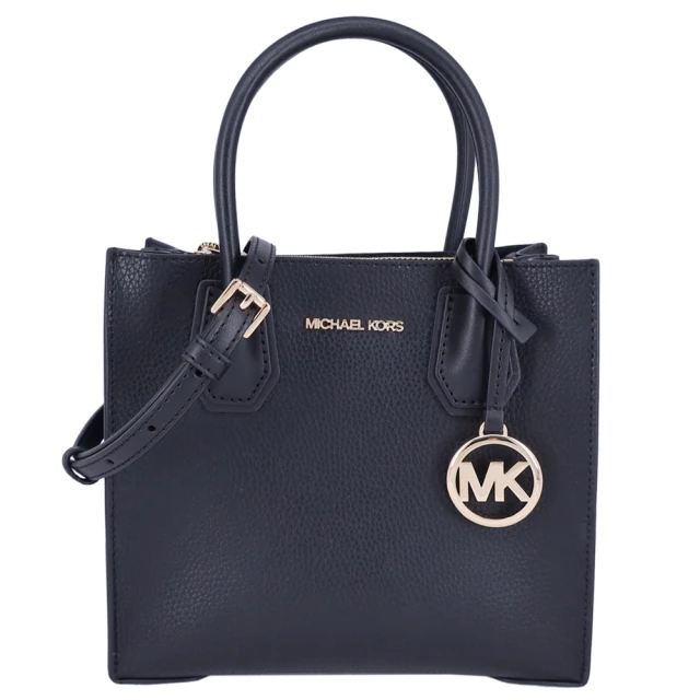 Michael Kors MERCER系列 經典金字LOGO 荔枝紋牛皮皮革 手提/肩背/斜背 手提包 斜背包(黑色)