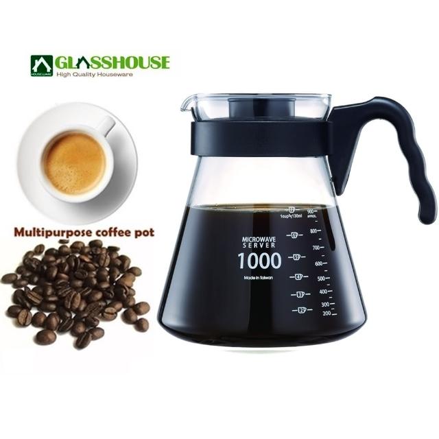 【台玻GLASSHOUSE】台灣耐熱玻璃咖啡壺1000mlx1－買一送一(2入組)
