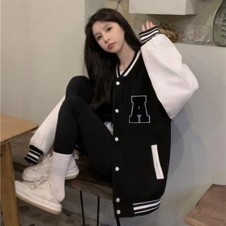 【D.studio】韓版刺繡慵懶風長版棒球外套(長版外套女裝衣服上衣保暖外套 保暖上衣冬天外套長袖上衣 J318)