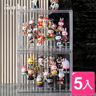 【mohe 木暉居家】5入磁吸式圓柱舞臺階梯展示收納箱(此為雙11特別價格 公仔盒 收納盒 手辦盒 盲盒)