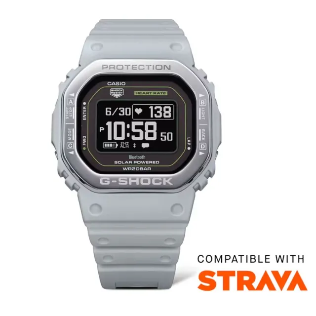 【CASIO 卡西歐】G-SHOCK G-SQUAD系列 太陽能 藍牙運動電子錶_灰_DW-H5600MB-8A9_44.5mm