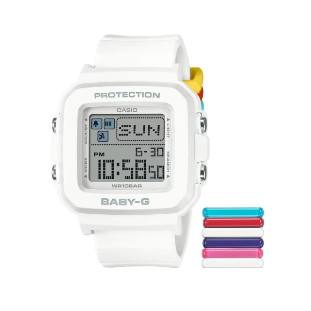 CASIO 卡西歐 BABY-G+PLUS 系列 俏皮趣味電子錶款 白色 BGD-10L-7_39mm