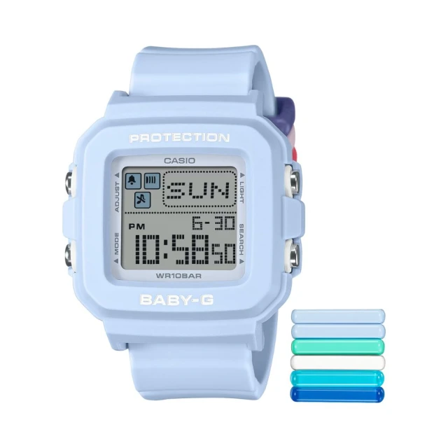 CASIO 卡西歐 BABY-G+PLUS 系列 俏皮趣味電子錶款 藍色 BGD-10L-2_39mm