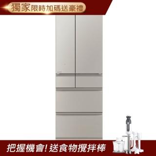 【MITSUBISHI 三菱電機】607L六門玻璃鏡面電冰箱 星沙杏(MR-WZ61K-C)