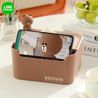 【LINE FRIENDS】熊大莎莉造型多功能桌面收納盒衛生紙收納盒(遙控器盒 置物盒)