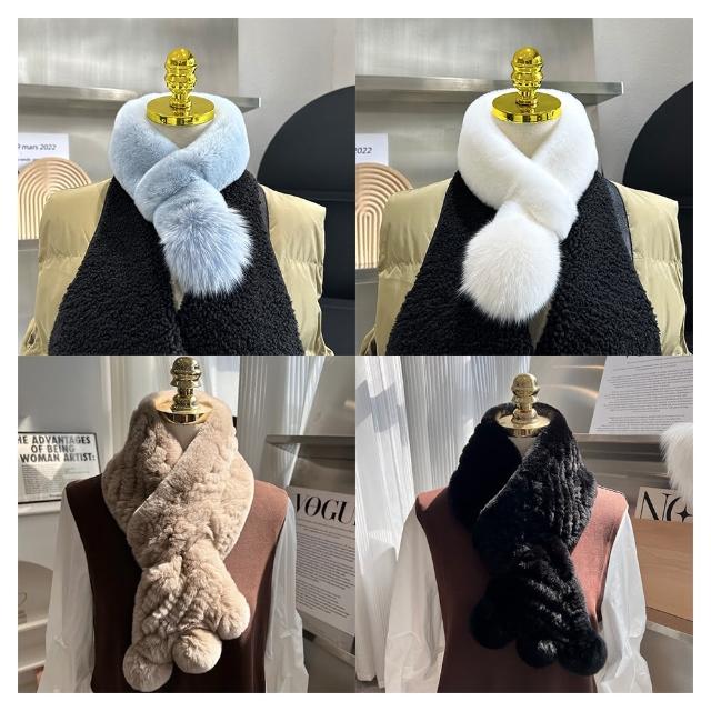 【HaNA 梨花】母親節禮物 韓國東大門現貨採購．真獺兔毛球球超保暖毛毛圍巾(現+預)