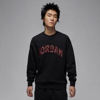 【NIKE 耐吉】長袖上衣 男款 大學T 運動 喬丹 毛絨 AS M J ESS HLDY FLC CREW 黑 FV7461-010