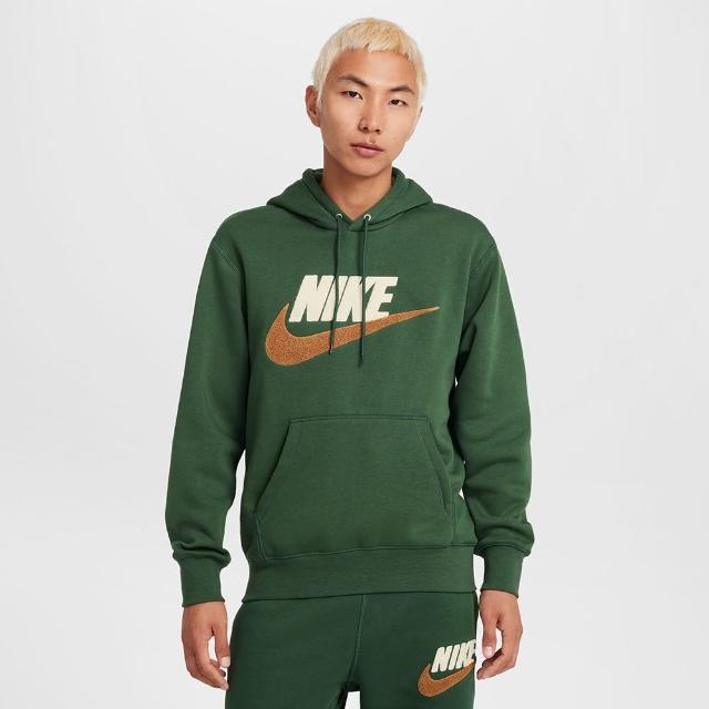 【NIKE 耐吉】長袖上衣 男款 帽T 運動 磨毛 AS M NK CLUB BB PO CHNL FTRA 綠 FN3105-323