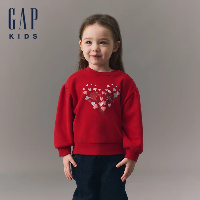 GAP 女幼童裝 Logo印花圓領大學T-紅色(646768)