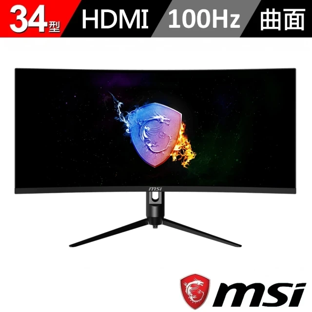 MSI 微星 無線觸控鍵盤+電競鼠墊組★MAG342CQPV 34型 VA UWQHD 100Hz 電競曲面螢幕(21:9/1ms/Adaptive