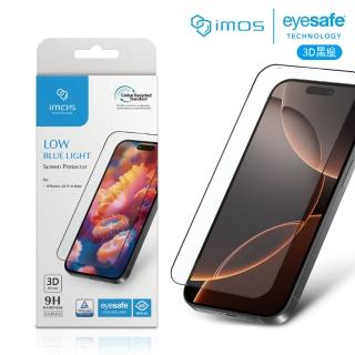 【iMos】iPhone 16 Pro Max 6.9吋 德國萊因認證 3D黑邊RPF60低藍光螢幕保護貼