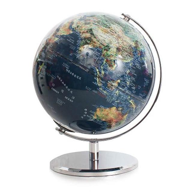 【SkyGlobe】SkyGlobe 10吋衛星亮面金屬底座地球儀-中英文對照