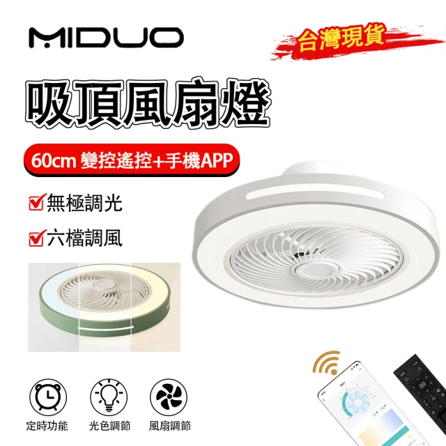 MIDUO 覓朵 超薄靜音吊扇燈帶導風輪(LED吸頂燈60公分 吸頂風扇燈 電風扇吊燈 餐廳燈 天花板風扇)