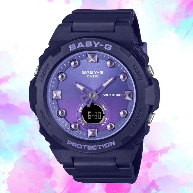 CASIO 卡西歐 BABY-G 繽紛閃耀 冬日色彩雙顯錶-深藍(BGA-320-2A)