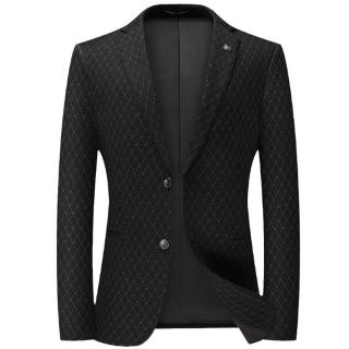 【米蘭精品】現貨+預購 西裝外套休閒西服(提花細格紋修身男外套74ie14)