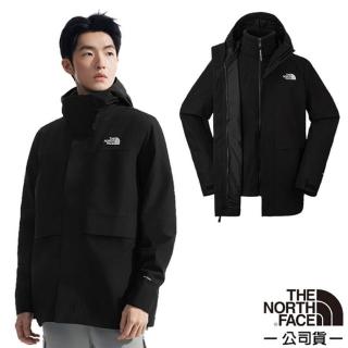 【The North Face】男 DRYVENT 兩件式防風防水透氣保暖連帽外套.夾克(89YX-JK3 宇宙黑)