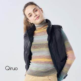 【Qiruo 奇若名品】保暖立領羽絨背心0016D 黑色-拉鍊式(S-M)