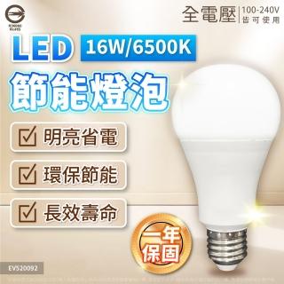 【Everlight 億光】10入組 16W 高光效 最新戰鬥版 全電壓 球泡燈 E27燈泡(黃光/自然光/白光)
