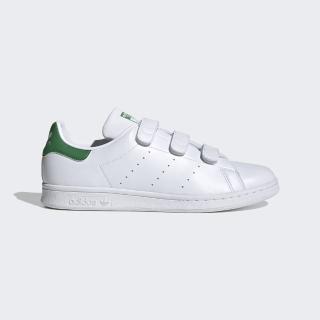 【adidas 愛迪達】Stan Smith CF 男女 休閒鞋 經典 老人頭 史密斯 魔鬼氈 情侶穿搭 白綠(FX5509)