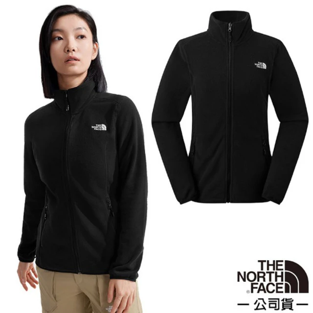 The North Face 女 舒適保暖立領抓絨外套.保暖夾克.休閒運動戶外夾克(8AYF-JK3 宇宙黑)