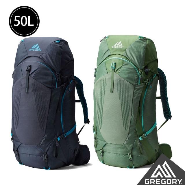 【Gregory官方直營】女 50L KALMIA 登山背包 S/M 夏至藍 欖綠色(附雨罩 負重包 多日包 登山包)