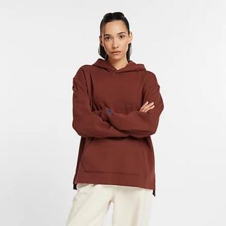 【NEW BALANCE】NB 文字連帽上衣 長袖上衣 帽T 女款 酒紅色(WT43512ROK-F)
