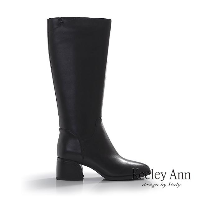 【Keeley Ann】極簡羊皮粗跟長靴(黑色489313110)