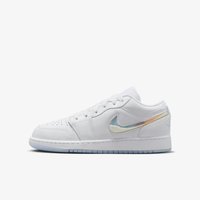 NIKE 耐吉 Air Jordan 1 Low GS 大童 休閒鞋 喬丹 低筒 炫彩 流沙白(FQ9112-100)