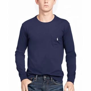 【RALPH LAUREN】RL POLO 經典刺繡小馬素面長袖T恤-深藍色(厚磅款/平輸品/素T/長T/可男女穿搭)