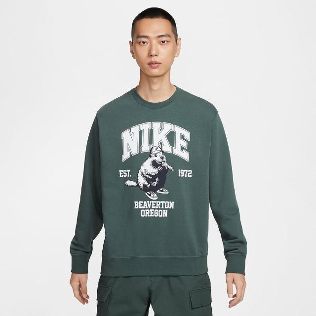 【NIKE 耐吉】長袖上衣 男款 大學T 運動 毛圈布 AS M NSW CLUB CRW FT GCEL 綠 HV1063-338