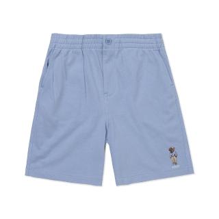【RALPH LAUREN】RL POLO 經典刺繡熊款透氣網布圖案休閒短褲-青年款-灰藍色(平輸品/春夏舒適)