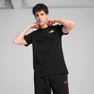 【PUMA】短袖上衣 男款 運動 歐規 Minimal Gold Tape 黑金 63001901