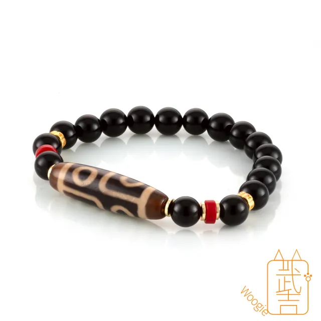 【Woogie武吉珠寶】折線六眼天珠黑瑪瑙手鍊(透體38mm)