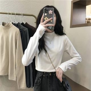 【D.studio】韓版薄內刷毛保暖內搭(長袖上衣女裝衣服寬鬆上衣顯瘦上衣 長袖t恤冬裝發熱衣保暖上衣 W321)