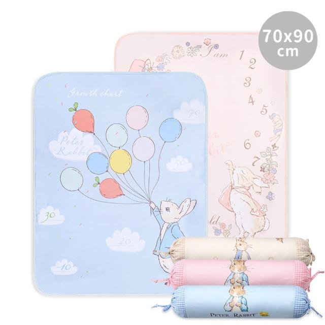 【奇哥】比得兔冬夏兩用尿墊毯 70x90cm+窩心迷你枕(隔尿墊 保潔墊 尿布墊 防水墊 小被被 蓋毯)