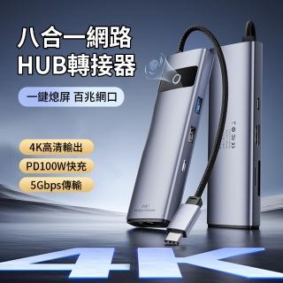 【Jasoz】八合一 Type-C 多功能HUB筆電轉接器 USB HDMI集線器 RJ45千兆網路轉換器 mac轉接頭(母親節禮物)