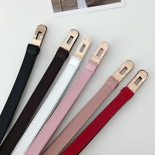 【LEESA】牛皮腰帶\腰封\伸縮皮帶\細腰帶\真皮帶\高級感\精品皮帶\顯瘦穿搭\穿搭配件\鎖扣