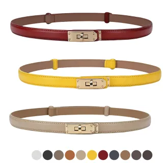 【LEESA】牛皮腰帶\腰封\伸縮皮帶\細腰帶\真皮帶\高級感\精品皮帶\顯瘦穿搭\穿搭配件\鎖扣