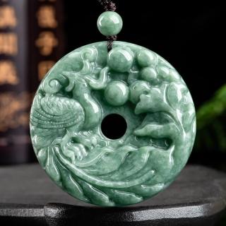 【Paiya 派亞】A貨翡翠鳳凰花件平安扣冰種玉石吊墜掛件男女款(送禮好物/交換禮物)