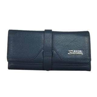 【SNOW.bagshop】長夾中性款100%進口牛皮革(長型皮夾二段三折暗釦型大容量不折鈔)
