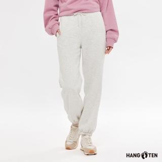 【Hang Ten】女裝-正韓韓國連線-JOGGER FIT內刷毛束口長褲(淺卡其)