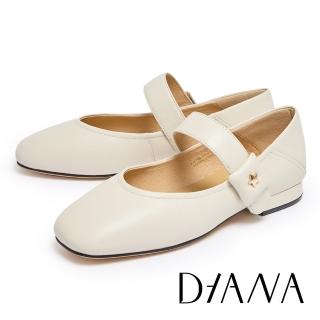 【DIANA】雲朵澎澎羊皮方頭瑪莉珍平底鞋(米色)