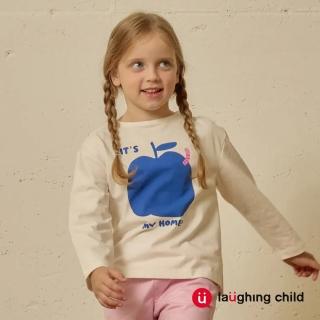 【laughing child】童裝-藍色小蘋果長袖上衣(白色)