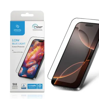 【iMos】iPhone 16 Pro Max 6.9吋 德國萊因認證 2.5D RPF60低藍光螢幕保護貼