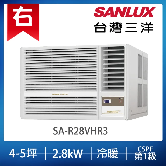 SANLUX 台灣三洋 4-5坪右吹變頻R32系列冷暖窗型冷氣(SA-R28VHR3)