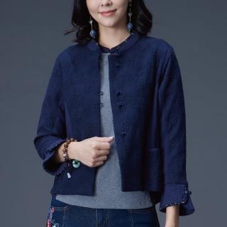【古典美】48114刺繡短版小外套(棉麻/純棉/亞麻/中國風/漢服/茶禪服/手染服)